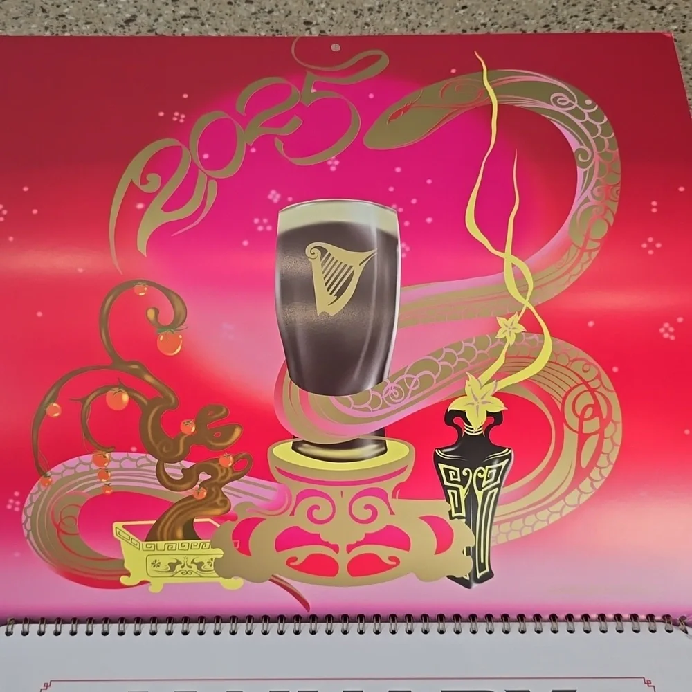 Guinness 2025 Calendar - Red and Gold